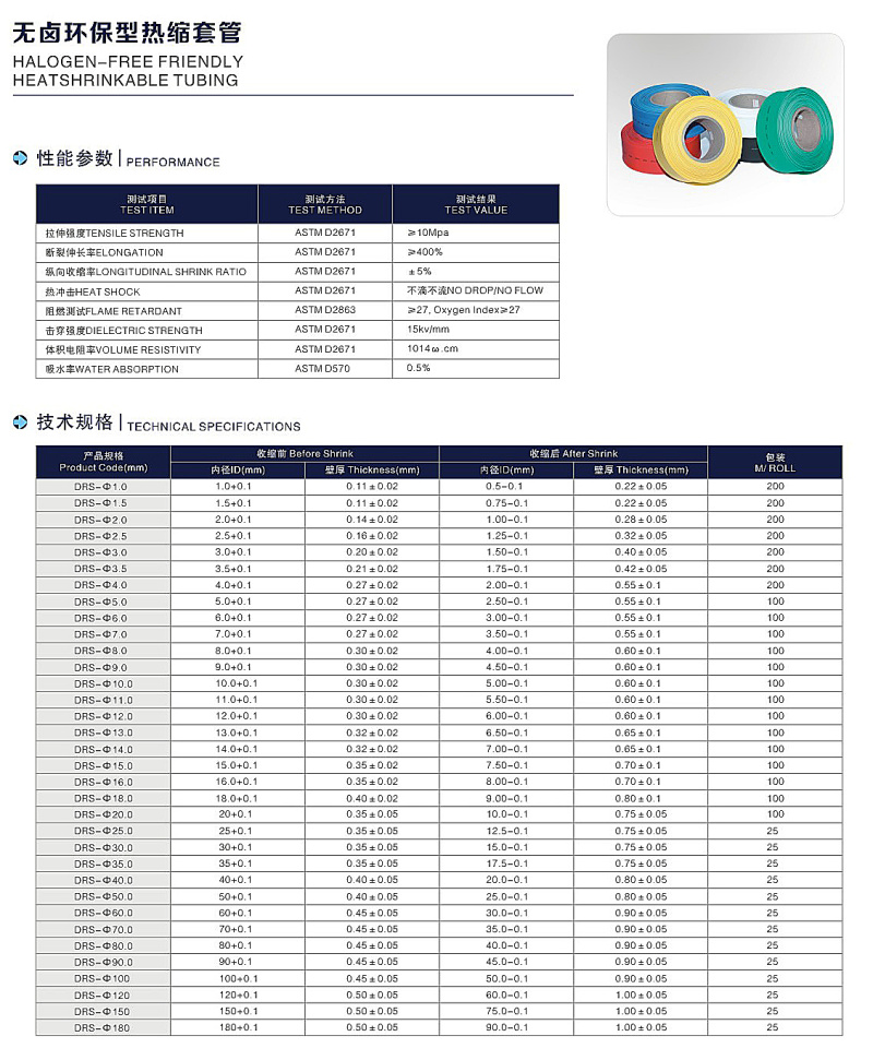 低压环保阻燃热缩管